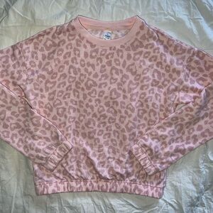Pink Leopard Print Crewneck Sweater - Women
